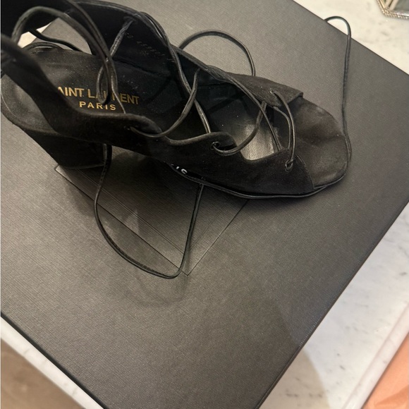 Saint Laurent Black Suede Heeled Sandals - Picture 4 of 4